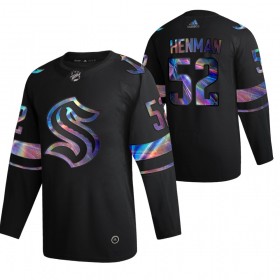 Seattle Kraken tröja Luke Henman 52 2021-22 Iriserande holografisk Svart Authentic - NHL Tröjor Herr